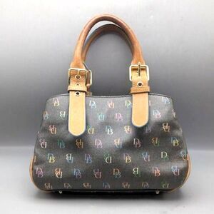 Vintage Dooney & Burke Rainbow Monogram Coated Canvas Satchel Handbag